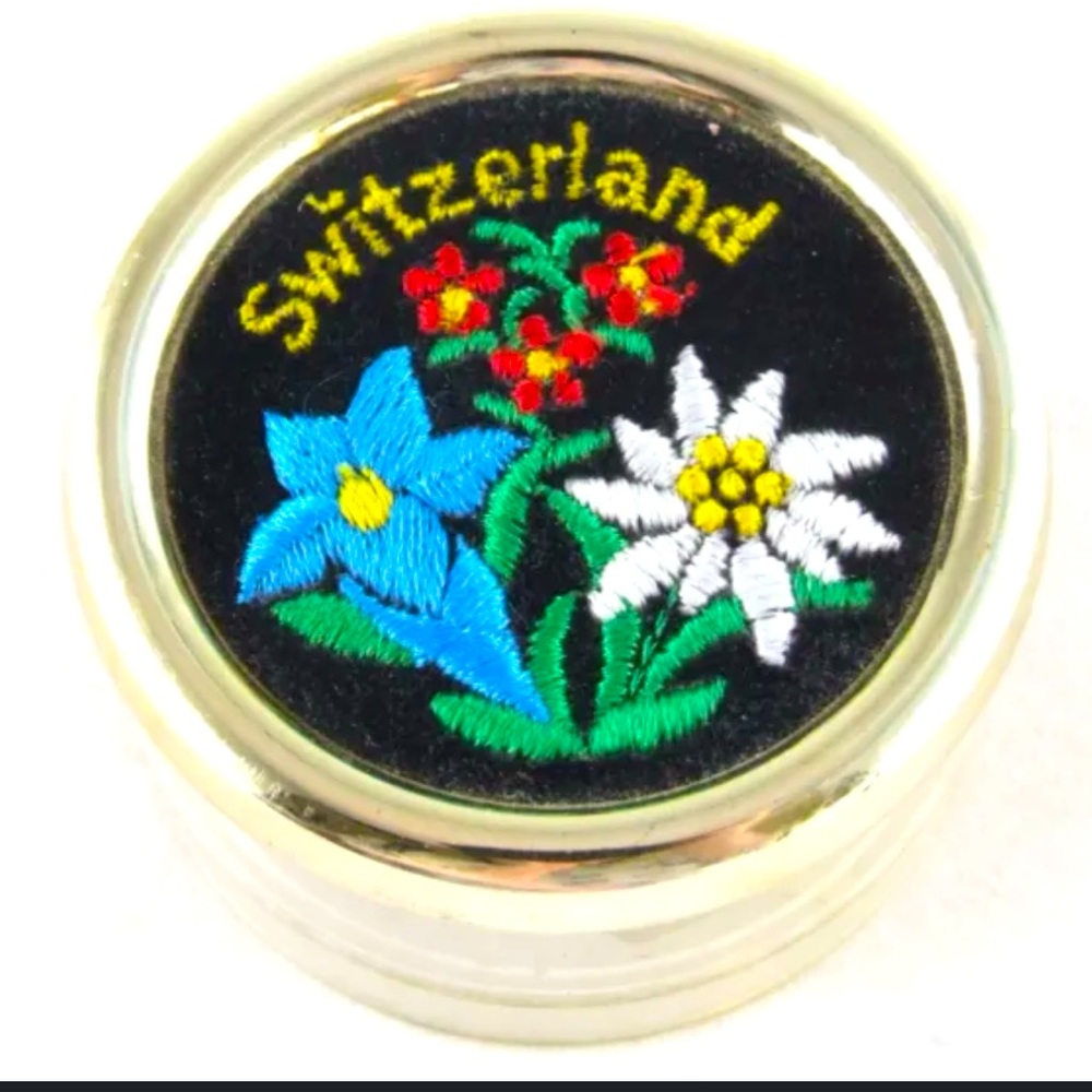 MAPSA Switzerland Music Box Edelweiss from Sound of Music Swiss EMBROIDERED HTF